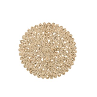 Set de table rond fleur+cercles en feuille de maïs naturel 38x38x2 cm