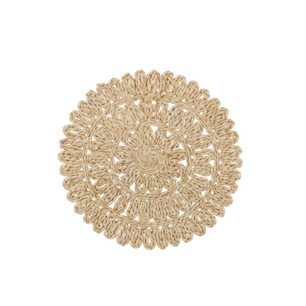 Set de table rond fleur+cercles en feuille de maïs naturel 38x38x2 cm