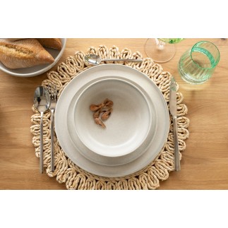 Set de table rond fleur+cercles en feuille de maïs naturel 38x38x2 cm