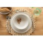 Set de table rond fleur+cercles en feuille de maïs naturel 38x38x2 cm Set de table rond fleur+cercles en feuille de maïs naturel 38x38x2 cm