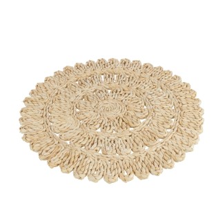Set de table rond fleur+cercles en feuille de maïs naturel 38x38x2 cm