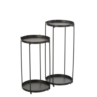 Mesita auxiliar de hierro negro, 27 x 27 x 57,5 cm