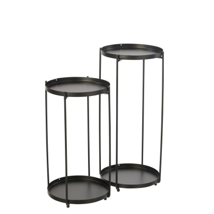 Mesita auxiliar de hierro negro, 27 x 27 x 57,5 cm