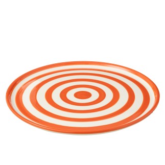 Assiette plate en céramique orange 34x34x2.5 cm