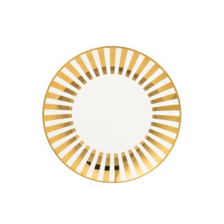 Assiette en porcelaine blanche et dorée 27x2,5 cm