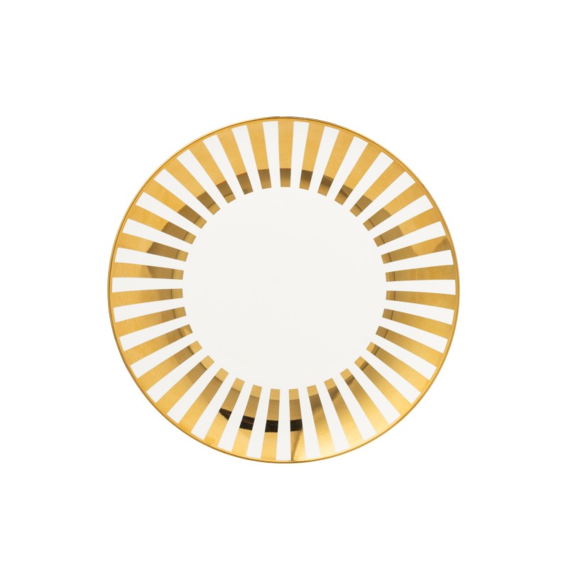 Plato de porcelana blanca y dorada, 27 x 2,5 cm Plato de porcelana blanca y dorada, 27 x 2,5 cm
