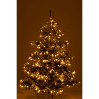 Árbol de Navidad artificial cubierto de nieve con 420 LED de plástico verde H.240cm