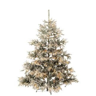 Sapin de Noël artificiel enneigé 420 leds en plastique vert H.240cm