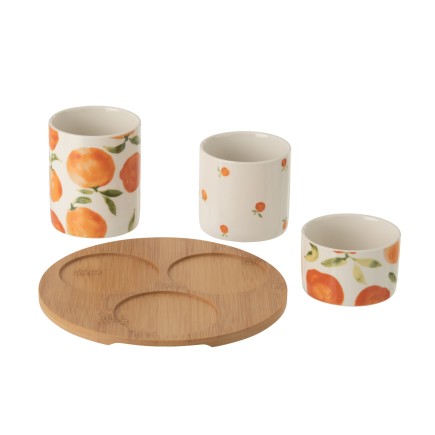 Set da tapas composto da 3 ciotole in ceramica bianca, 8x8x9,5 cm