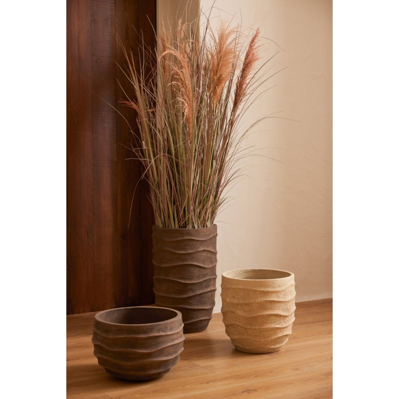Cache-pot extérieur en céramique marron 38x38x24.5 cm
