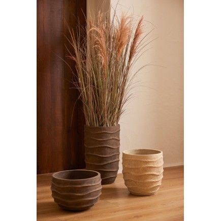 Vaso exterior em cerâmica castanha 38x38x24,5 cm