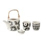 Théière avec tasses à motifs en céramique blanche 16x11.5x12 cm Théière avec tasses à motifs en céramique blanche 16x11.5x12 cm