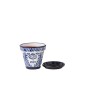 Vaso com pires em cerâmica azul escuro 27x27x25 cm Vaso com pires em cerâmica azul escuro 27x27x25 cm