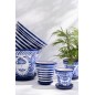 Vaso com pires em cerâmica azul escuro 27x27x25 cm Vaso com pires em cerâmica azul escuro 27x27x25 cm