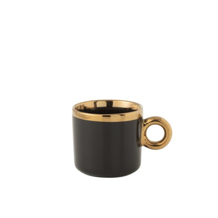 Tazza in ceramica nera e dorata 9,6 x 9,6 x 8,4 cm