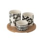 Plateau apéro avec 3 pots en céramique blanche 20x20x10.9 cm Plateau apéro avec 3 pots en céramique blanche 20x20x10.9 cm