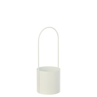 Cache-pot avec anse en métal blanc 13x13x36 cm