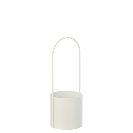 Cache-pot avec anse en métal blanc 13x13x36 cm