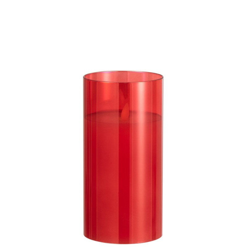 Lampe photophore en verre rouge 10x10x20 cm Lampe photophore en verre rouge 10x10x20 cm