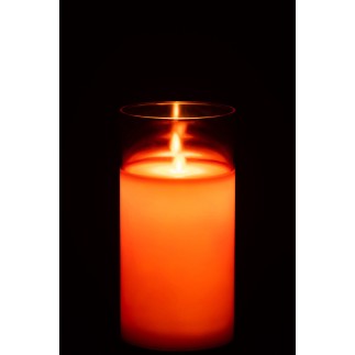 Lampe photophore en verre rouge 10x10x20 cm