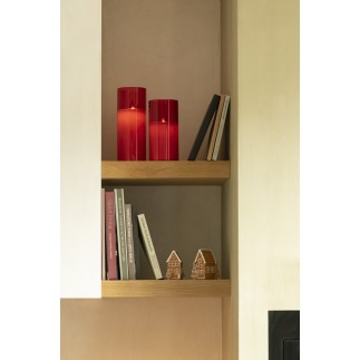 Lampe photophore en verre rouge 10x10x20 cm