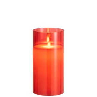 Lampe photophore en verre rouge 10x10x20 cm
