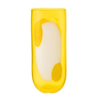 Vaso de vidro transparente amarelo 16x12x37,5 cm