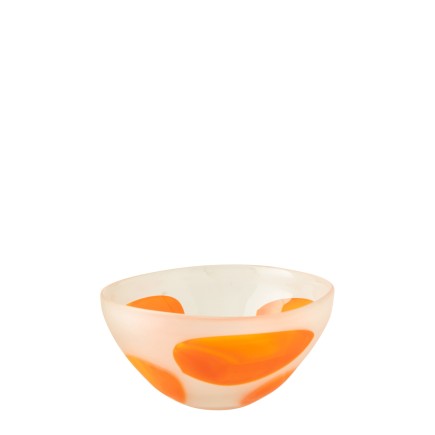 Cuenco decorativo de cristal naranja 30,5 x 30,5 x 16 cm