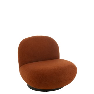 Cadeira lounge com base em madeira e tecido castanho 81x95x71 cm