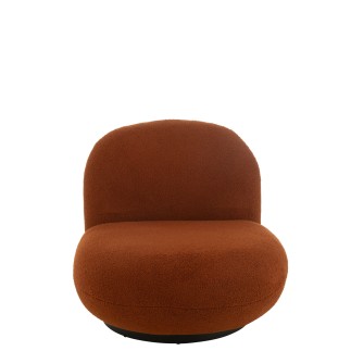 Butaca con base de madera en tejido marrón 81x95x71 cm