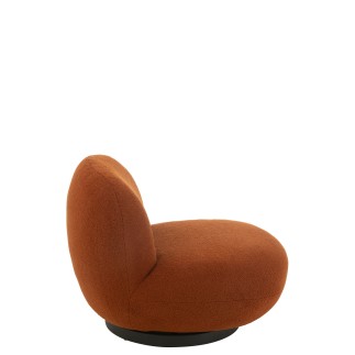 Cadeira lounge com base em madeira e tecido castanho 81x95x71 cm