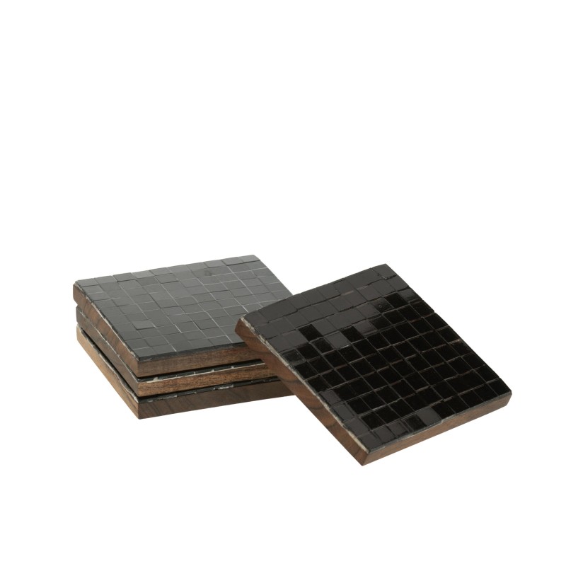Sottobicchieri in legno di acacia nero 10x10x0,5 cm Sottobicchieri in legno di acacia nero 10x10x0,5 cm