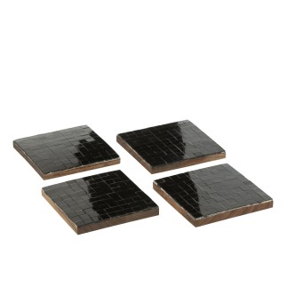 Sottobicchieri in legno di acacia nero 10x10x0,5 cm