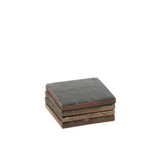 Posavasos de madera de acacia negra, 10 x 10 x 0,5 cm