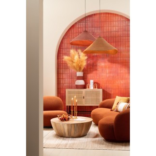Butaca con base de madera en tejido marrón 81x95x71 cm
