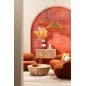 Cadeira lounge com base em madeira e tecido castanho 81x95x71 cm
