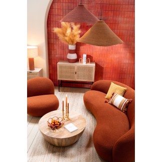 Cadeira lounge com base em madeira e tecido castanho 81x95x71 cm
