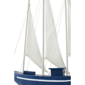 Veleiro decorativo de 3 mastros em madeira azul 42,5 x 8,2 x 79 cm