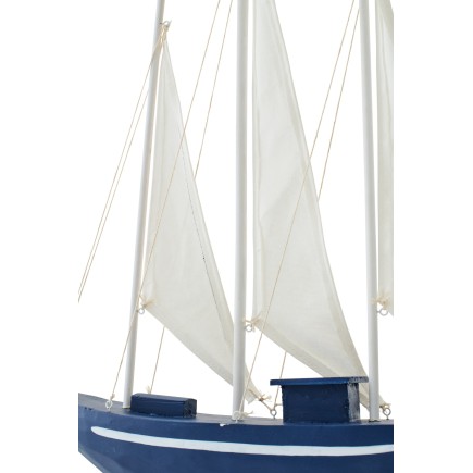 Voilier décoratif 3 mats en bois bleu 42.5x8.2x79 cm