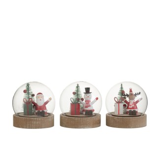 Set de 3 cloches de Noël avec led en bois multicouleur 11.5x10x10 cm