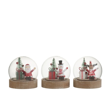 Set de 3 cloches de Noël avec led en bois multicouleur 11.5x10x10 cm