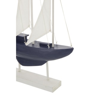 Veleiro decorativo de 3 mastros em madeira azul 42,5 x 8,2 x 79 cm