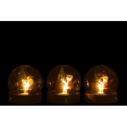 Set de 3 cloches de Noël avec led en bois multicouleur 11.5x10x10 cm