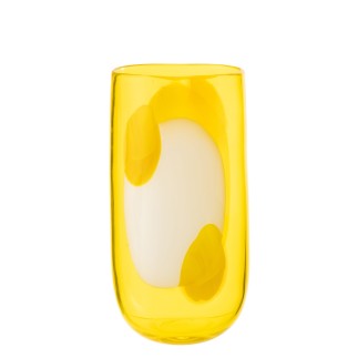 Vase en verre transparent jaune 16.5x13.5x33 cm