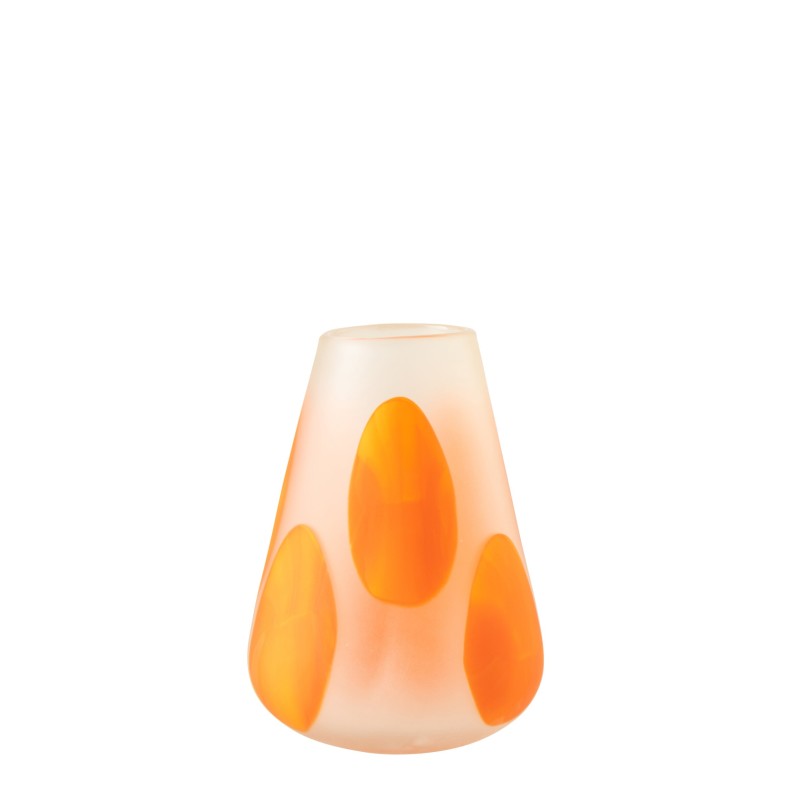 Castiçal ou vaso em vidro laranja 21x21x28,5 cm
