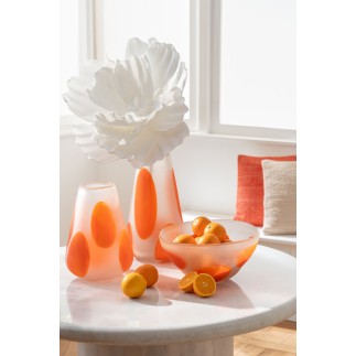 Photophore ou vase en verre orange 21x21x28.5 cm