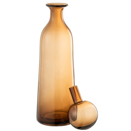 Botella decorativa con tapón de vidrio marrón de 11x11x44 cm