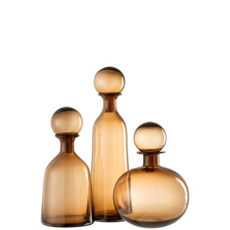 Botella decorativa con tapón de vidrio marrón de 11x11x44 cm