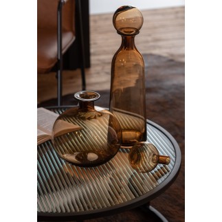 Botella decorativa con tapón de vidrio marrón de 11x11x44 cm