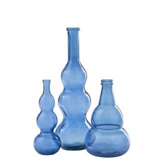 Jarrón esférico de cristal azul 26,5 x 26,5 x 75 cm